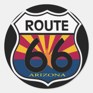 Arizona Vlag Route 66 Schild Ronde Sticker