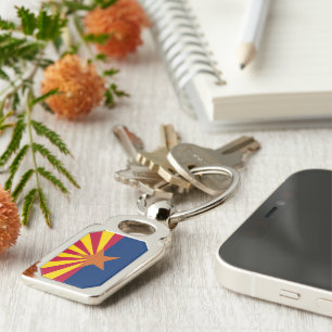 Arizona Vlag: Zetting Ster Zon, The Copper State Sleutelhanger