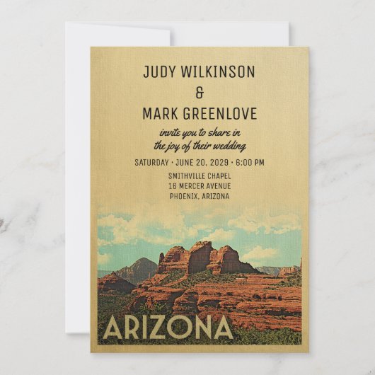 Arizona Wedding Invitation  midden-eeuw Kaart (Voorkant)