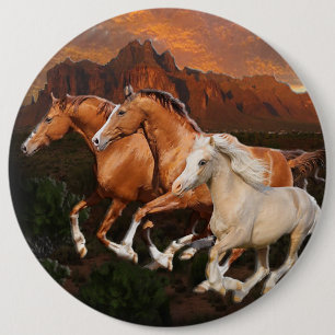 Arizona Wild paarden Ronde Button 6,0 Cm