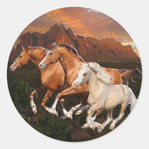 Arizona Wild paarden Ronde Sticker