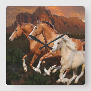 Arizona wilde paarden vierkante klok