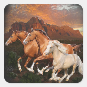 Arizona wilde paarden vierkante sticker