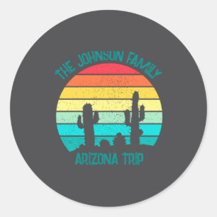 Arizona Woestijn Cactus Zonsondergang Reis Kindere Ronde Sticker