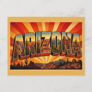 Arizona Woestijn Kloof Berg Vintage Kunst Briefkaart