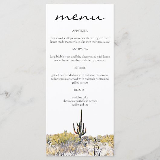 Arizona Woestijn Saguaro Cactus Menukaarten Menu (Voorkant)