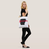Arkansack rode tekst draagtas (Op model)
