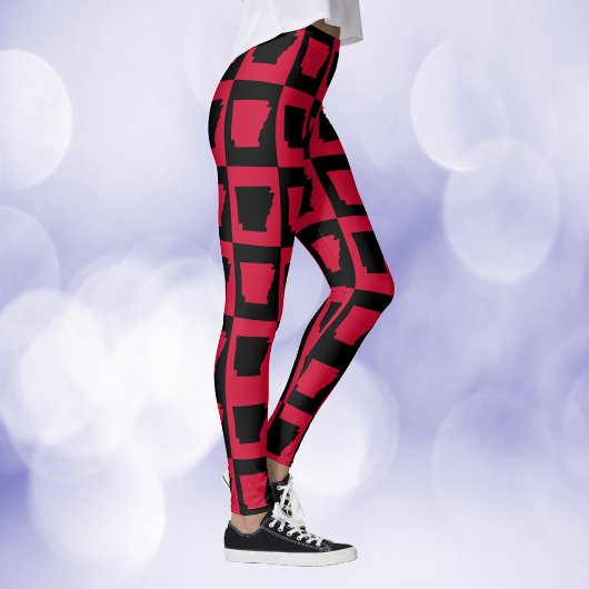 Arkansas Black and Red Pattern Leggings