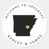 Arkansas bruiloft Welkom Sticker Label, zwart (Voorkant)
