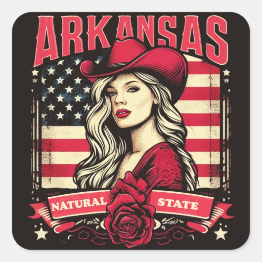 Arkansas Cowgirl Vierkante Sticker (Voorkant)