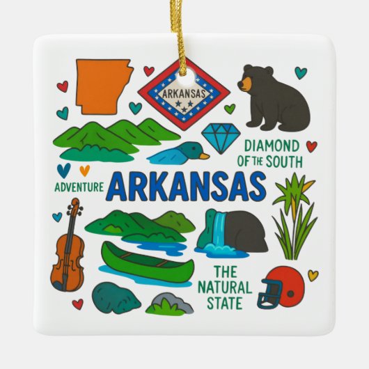 Arkansas Custom Family Trip Keepsake Kerstmis Keramisch Ornament (Voorkant)