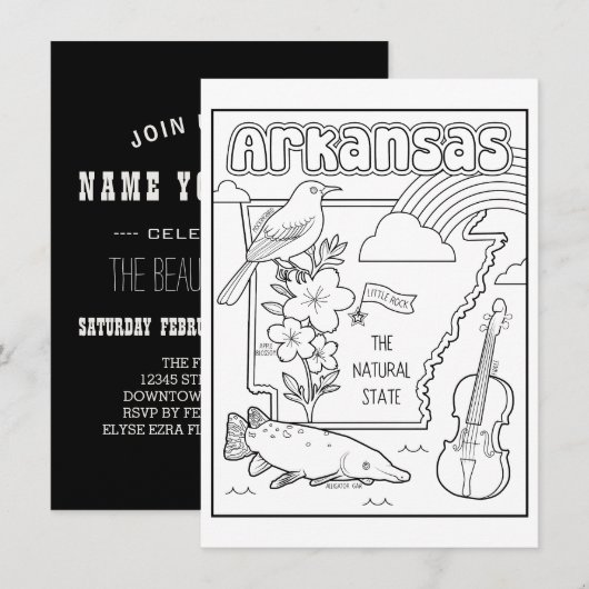 Arkansas kleur mij collage kaart (Voorkant / Achterkant)