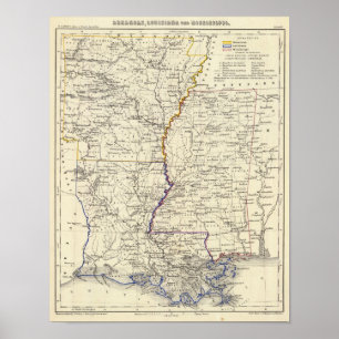 Arkansas, Louisiana en Mississippi Poster
