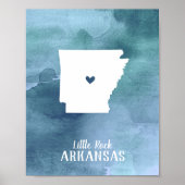 Arkansas Map Blue Waterverf Specialized Art Poster (Voorkant)
