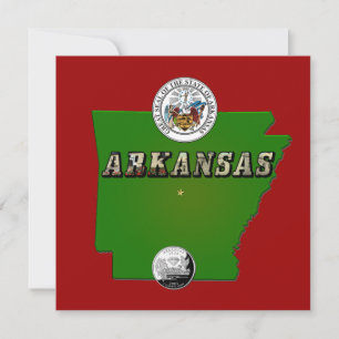 Arkansas Map, Seal and State Faux Quarter Kaart