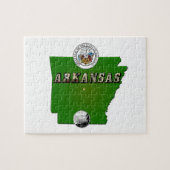 Arkansas Map, Seal and State Faux Quarter Legpuzzel (Horizontaal)