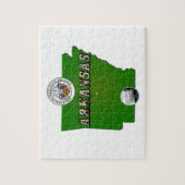 Arkansas Map, Seal and State Faux Quarter Legpuzzel (Verticaal)