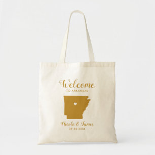 Arkansas Map Wedding Welcome Tas, Gold Tote Bag