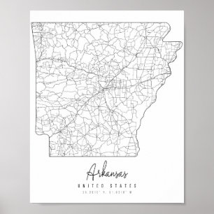 Arkansas Minimal Street Map Poster