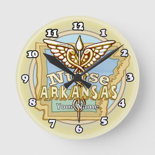 Arkansas Nurse Caduceus Ronde Klok (Voorkant)