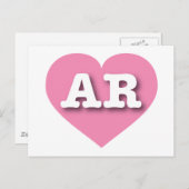 Arkansas Pink Heart - Ik hou van AR Briefkaart (Voorkant / Achterkant)