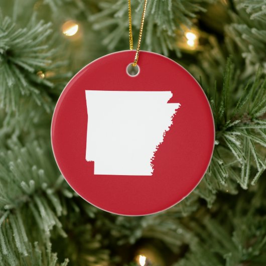 Arkansas Red en White Keramisch Ornament (Boom)