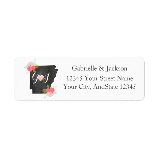 Arkansas State Chic Monogram retouradres-label Etiket (Voorkant)