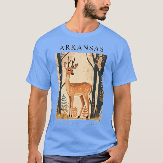 ARKANSAS State Mammal Whitetailed Deer T-shirt (Voorkant)