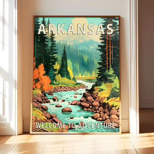 Arkansas State Scenery Poster Kunstprint, Retro Na