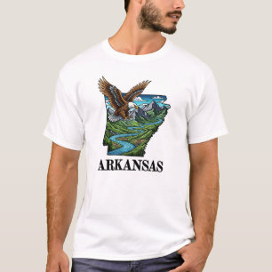 Arkansas State Tattoo Style Bald Eagle Mountains T-shirt