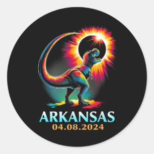 Arkansas Totaal Zonneverduistering 2024 T Rex D Ronde Sticker