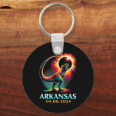 Arkansas Totaal Zonneverduistering 2024 T Rex D Sleutelhanger (Voorkant)