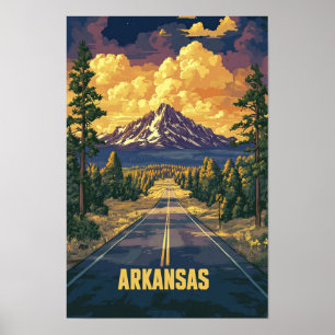 Arkansas USA Kunst Vintage Illustratie Reizen Poster