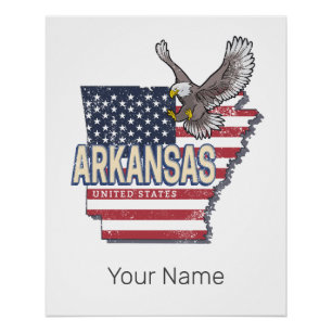 Arkansas Verenigde Staten Retro Kaart  Verenigde S Perfect Poster