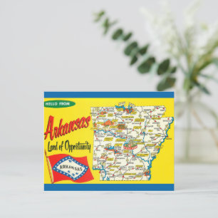 Arkansas Vintage Wegenkaart Ansichtkaart Briefkaart