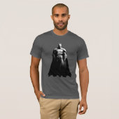 Arkham City | Batman Black en White Wide Pose T-shirt (Voorkant volledig)