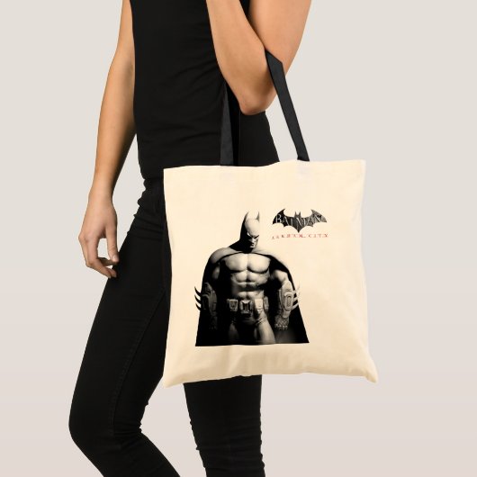 Arkham City | Batman Black en White Wide Pose Tote Bag (Voorkant (product))