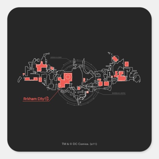 Arkham City Diagram Vierkante Sticker (Voorkant)