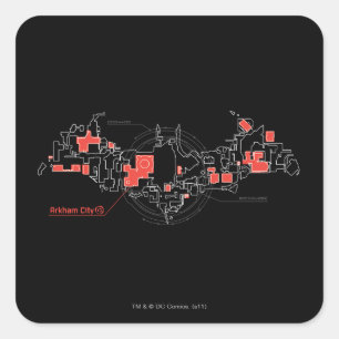 Arkham City Diagram Vierkante Sticker