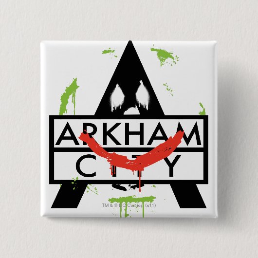 Arkham City Icon w/ Joker marks 2 Vierkante Button 5,1 Cm (Voorkant)