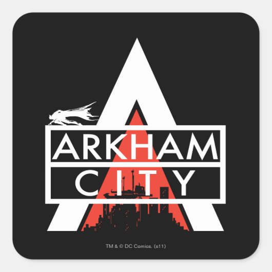 Arkham City Logo White Vierkante Sticker (Voorkant)