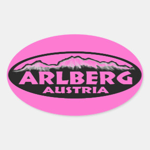 Arlberg Autriche autocollants rose ovale