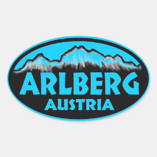 Arlberg Oostenrijk blauwe ovale stickers