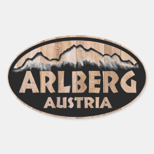 Arlberg Oostenrijk houten teken ovale stickers