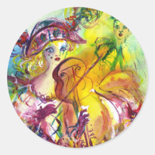 ARLECCHINA VIOLINIST / Venetiaanse carnavalsnacht Ronde Sticker