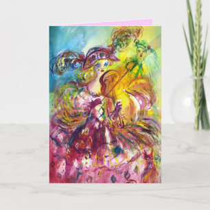 ARLECCHINA VIOLINISTE / Venetiaanse Valentijnsdag Feestdagen Kaart