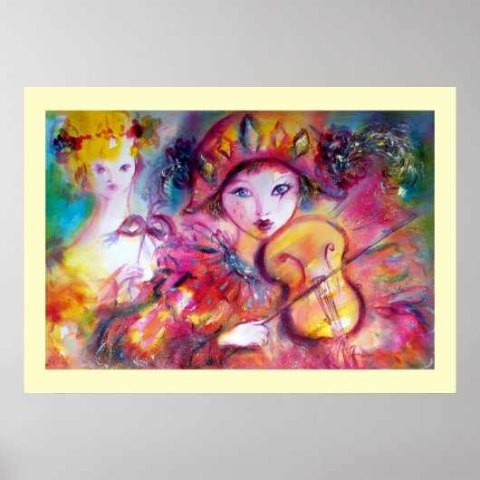Arlecchino en Colombina, kolossaal formaat Poster (Voorkant)