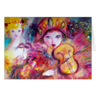 Arlecchino Jouer violon et Colombina