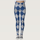 Arlequin bleu et Argent Patterned Leggings (Devant)