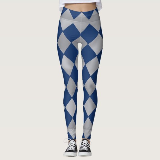 Arlequin bleu et Argent Patterned Leggings (Devant)